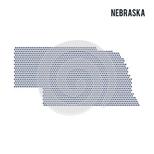 Vector hexagon map of State of Nebraska on a white background