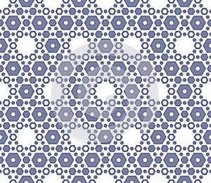 Vector hexagon texture, vintage seamless pattern, blue serenity.