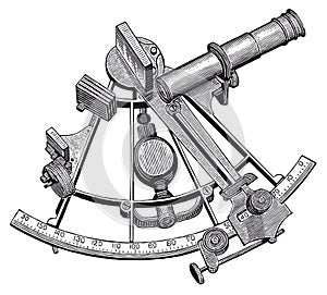 Vector High Detail Sextant Engraving