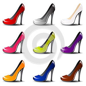 Vector high heel shoe in 9 color