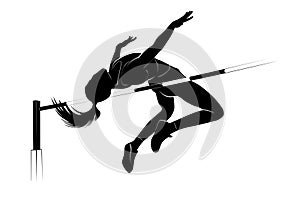Vector high jump female athlete silhouette