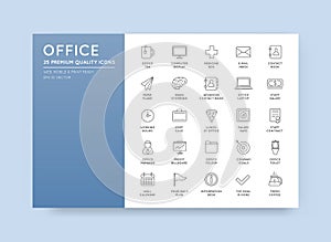 Vector High Qulaity Office Outline Icons Set
