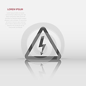 Vector high voltage danger icon in flat style. Danger electricity sign illustration pictogram. High voltage business concept