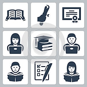 Vector higher education icons set