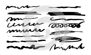 Vector highlighter elements. Black set highlighter elements