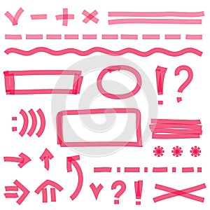 Vector highlighter elements, hand drawing