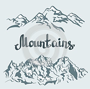 Vector Himalayan peaks. mountain landscape.