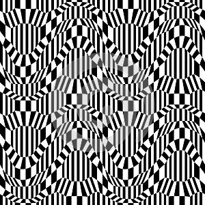 Vector hipster abstract geometry trippy pattern with 3d illusion, black and white seamless geometric background