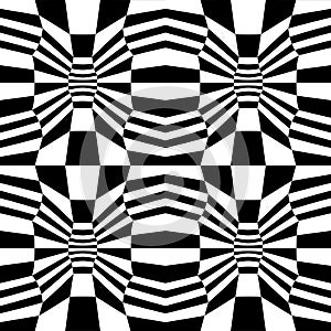 Vector hipster abstract psychadelic geometry trippy pattern with 3d illusion, black and white seamless geometric background