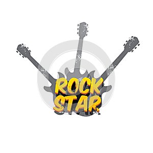 Vector hipster cartoon retro label rock star.