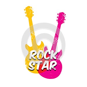 Vector hipster cartoon retro label rock star.