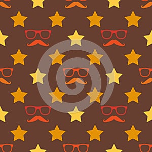 Vector hipster moustache and spectacles seamless