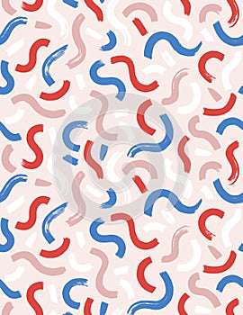 Vector hipster seamless pattern with brush stroke elements. Stylish colorful abstract background