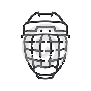 Vector hockey equipment line icon isolated on transparent background.