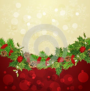 Vector holiday background with Christmas garland