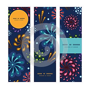 Vector holiday fireworks vertical banners set