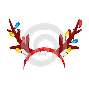 Vector holiday icon of brown reindeer antlers photo