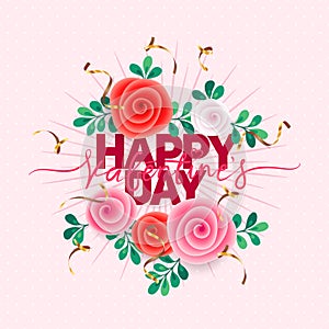 Vector holiday illustration of flowers. Happy Valentines Day. Festive romantic decoration.