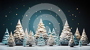 Vector Holiday Illustration: Snowy Christmas Trees in Seasonal Art