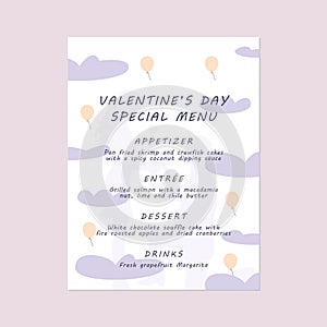 Vector holiday menu template. Page for providing a list of dishes for the holiday