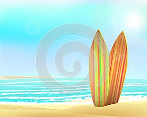 Vector holidays vintage design - surfboards on a