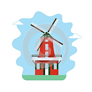 Vector Holland traditional vintage windmill