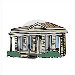 Vector Home Cartoon Ilustration, Building, Castle, Line art photo