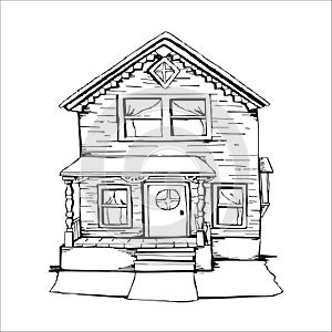 Vector Home Cartoon Ilustration, Building, Castle, Line art photo