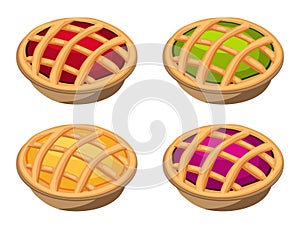 vector homemade fruit and berry pies