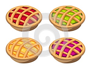 vector homemade fruit and berry pies