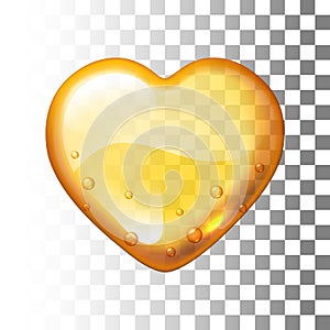 Vector honey heart on transparent background