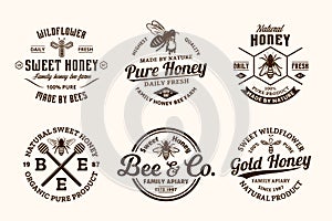 Vector honey vintage logo