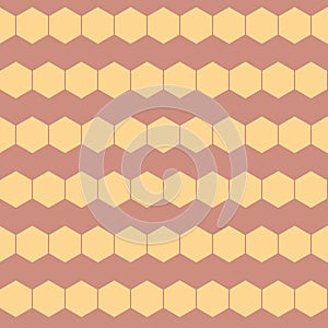 Vector HoneyComb Stripes on Pastel Copper seamless pattern background.
