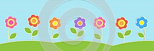 Vector horizontal background with cute flowers