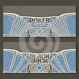 Vector horizontal banners for Black Jack and Poker