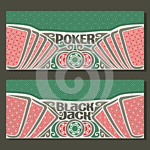 Vector horizontal banners for Black Jack and Poker