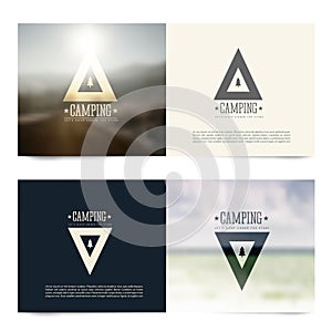 Vector horizontal banners with camping emblems