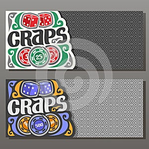 Vector horizontal banners for Craps gamble