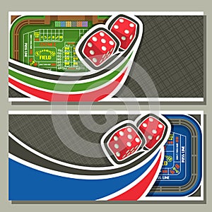 Vector horizontal banners for Craps gamble