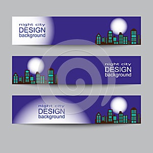 Vector horizontal banners skyline Kit with various parts of city: factories, refineries, power plants and small towns or