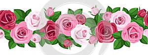 Vector horizontal seamless background with roses.