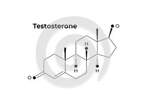 Vector hormones minimalistic banner template. Testosterone structure isolated on white background. Associated with aggression, sex