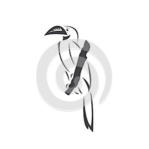 Vector of hornbill Black design. Wild Animal. Bird. Easy editable layered vector illustration. on white background