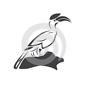 Vector of hornbill Black design. Wild Animal. Bird. Easy editable layered vector illustration. on white background