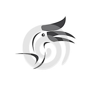 Vector of hornbill Black design. Wild Animal. Bird. Easy editable layered vector illustration. on white background