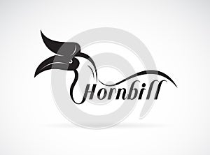 Vector of hornbill is text on white background., Wild Animals.