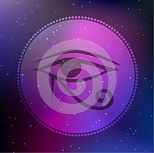 Vector Horus Eye Illustration on a Cosmic Bacground