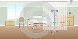 Vector hospital personal medical ward interior empty scene in flat style