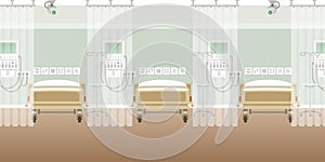 Vector hospital ward interior empty scene in flat style