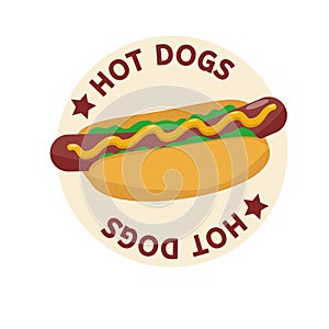 Vector Hot-Dog in circle illustration